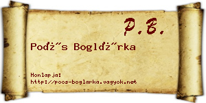 Poós Boglárka névjegykártya